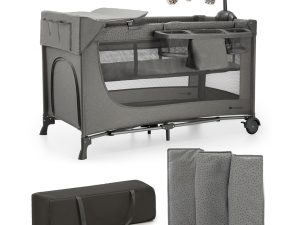 KINDERKRAFT Postieľka cestovná Joy 2 s doplnkami Dark grey