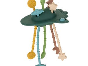 PETITE&MARS Hračka silikónová senzorická Crazy rocket Misty Green 10m+